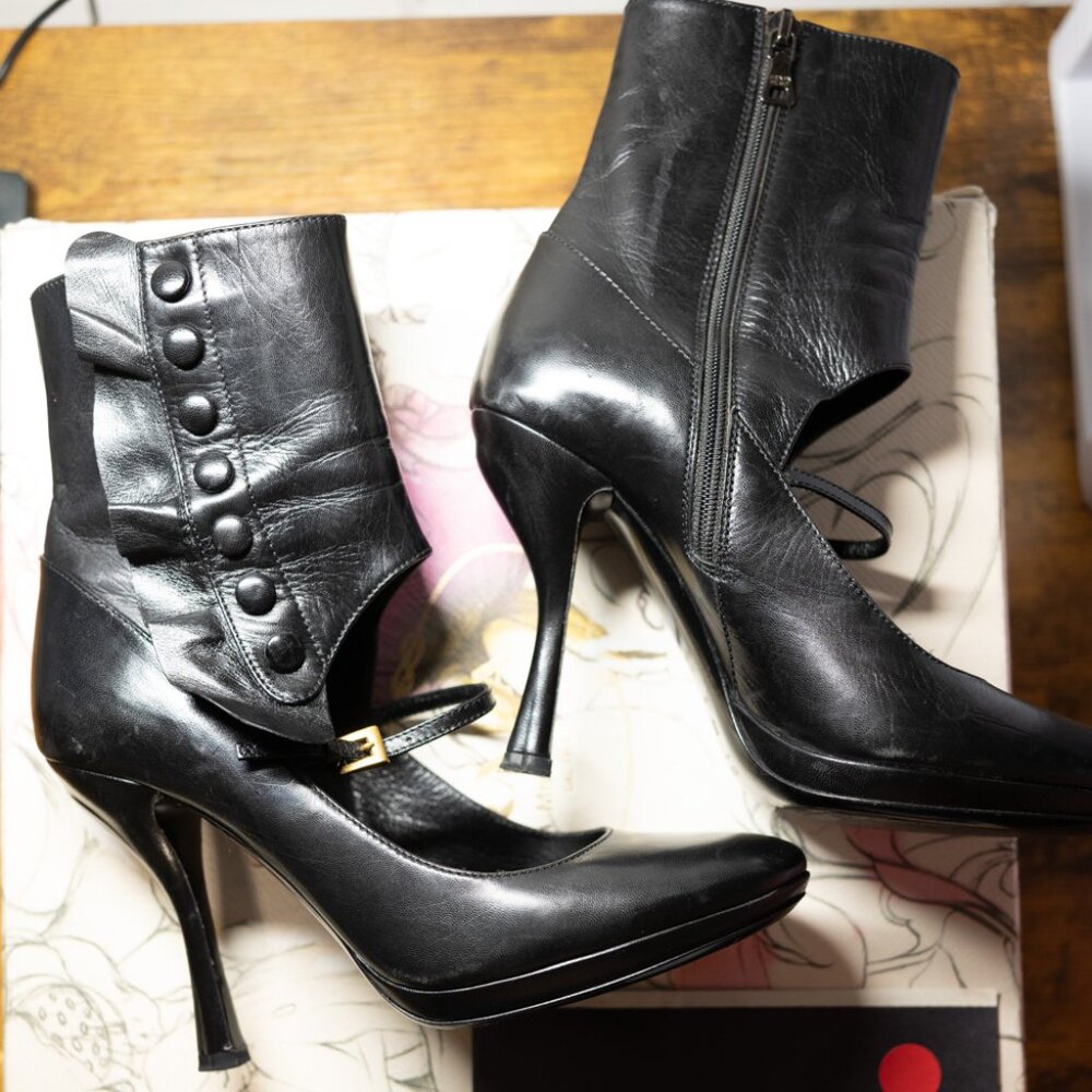 PRADA Capretto Easy Nero Heels size 6.5